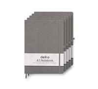 delka A5 Notebook - Lined Notepad Journal, Soft Cover Writing Pad for Office, School, College, Home & Business - Ideal for Note Taking, Daily Planning, Journaling & Study (GREY, Pack of 5)