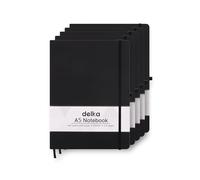 delka A5 Notebook - Lined Notepad Journal, Soft Cover Writing Pad for Office, School, College, Home & Business - Ideal for Note Taking, Daily Planning, Journaling & Study (BLACK, Pack of 5)