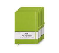 delka A5 Notebook - Lined Notepad Journal, Soft Cover Writing Pad for Office, School, College, Home & Business - Ideal for Note Taking, Daily Planning, Journaling & Study (GREEN, Pack of 5)