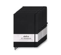 delka A5 Notebook - Lined Notepad Journal, Soft Cover Writing Pad for Office, School, College, Home & Business - Ideal for Note Taking, Daily Planning, Journaling & Study (BLACK, Pack of 10)