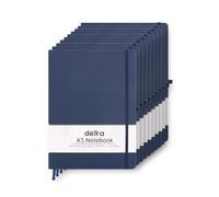 delka A5 Notebook - Lined Notepad Journal, Soft Cover Writing Pad for Office, School, College, Home & Business - Ideal for Note Taking, Daily Planning, Journaling & Study (NAVY, Pack of 10)