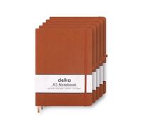 delka A5 Notebook - Lined Notepad Journal, Soft Cover Writing Pad for Office, School, College, Home & Business - Ideal for Note Taking, Daily Planning, Journaling & Study (DARK BROWN, Pack of 5)