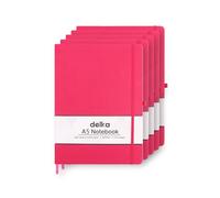 delka A5 Notebook - Lined Notepad Journal, Soft Cover Writing Pad for Office, School, College, Home & Business - Ideal for Note Taking, Daily Planning, Journaling & Study (DARK PINK, Pack of 5)