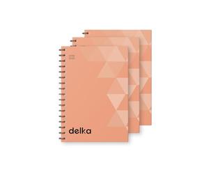 delka A5 Wirebound Notebooks, Ruled Pages, Durable Spiral Binding, Premium Quality Paper for School, Office, and Note-Taking Versatile (Peach, Pack of 3)