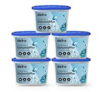 Delka Dehumidifiers 500ml Moisture, Damp Absorbers, Disposable Condensation Remover, Dehumidifiers for Mould Compact & Portable Design for Bedroom, Kitchen, Office, Bathroom, Garage, Wardrobe (5 PACK)