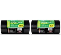 Delka Heavy Duty Black Bin Bags - Extra Strong, Leak-Proof Plastic Liners - Ideal for Kitchen, Home, DIY & Garden, Household, Office & Catering - Made from 100% Recycled Material (50L, 100 Pack)