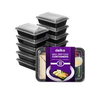 delka Meal Prep Containers -944ml | BPA-Free, Reusable Food Storage Boxes | Microwave, Freezer & Dishwasher Safe | Leakproof & Stackable for Healthy Meal Planning & Portion Control (10 Pack)