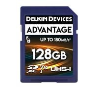 Delkin Devices 128GB Advantage SDXC Memory Card UHS-I - Up to 100MB/s Write, 180MB/s Read, Memory Cards for Cameras with C10, U3, V30, 4K UHD, Full Size SD Card