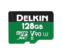 Delkin Devices 128GB Power Micro SD Card UHS-II (U3/V90) - 300MB/s Read, 250MB/s Write, 8K, 4K, 3D, HDR, 360º Recording | Micro SD Card 128GB with SD Adapter