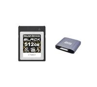 Delkin Devices Black 512GB CFexpress™ Type B 4.0 VPG400 Memory Card with Delkin Devices USB 3.2 CFexpress Type B Memory Card Reader