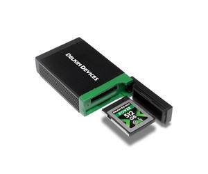 Delkin Devices USB4 CFexpress Type B Card Reader - 40Gbps Compatible with Thunderbolt™, Aluminum Build, Plug & Play, Built-in Card Storage, Windows & Mac Compatible (DDREADER-60)