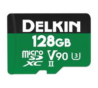 Delkin Devices 128GB Power Micro SD Card UHS-II (U3/V90) - 300MB/s Read, 250MB/s Write, 8K, 4K, 3D, HDR, 360º Recording | Micro SD Card 128GB with SD Adapter