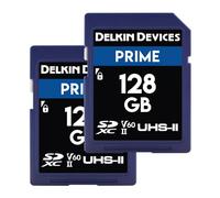 Delkin PRIME 128GB 2PK SD Card for Digital Camera | SDXC UHS-II (U3/V60) - High Endurance SD Card | 8K, 4K, Full HD, RAW Burst | DSLR SD Memory Card 128GB