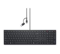 DELL KB525C. Keyboard form factor: Full-size (100%) Connectivity technology: Wired Device interface: USB Keyboard key switch: Plunger key switch Keyboard layout: QWERTY Recommended usage: Office. Prod