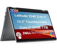 Dell Latitude 5340 2-in-1 Business Laptop (13.3" FHD Touchscreen, Intel Core i7-1365U vPro, 32GB DDR5 RAM, 1TB SSD) Backlit, 1080p Webcam, 2 x Thunderbolt 4, Wi-Fi 6E, Win 11 Pro w/ Copilot, Gray