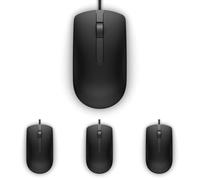 Dell MS116 - Mouse - Optical - 2 Buttons - Wired - USB - Black - Retail - for Inspiron 17R 57XX, 17R 7720, Latitude D630, Optiplex 50XX, 5250, 90XX, XPS One 27XX (Pack of 4)