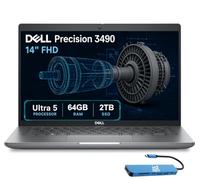 Dell Precision 3490 Mobile Workstation Laptop, 14" FHD, 64GB DDR5, 2TB SSD | 14-Core Ultra 5 135H, > i7-1355U, AI PC for Architect, Business, Engineer, 2x Thunderbolt 4, RGB Webcam, IST HUB, Win 11 Pro