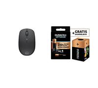 Dell Wireless Mouse WM126 Black p/n 570-AAMH + Duracell NEW Optimum AA Alkaline Batteries [Pack of 4] 1.5 V LR6 MX1500