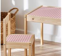 Della Bella Gingham Stickers Compatible with IKEA LATT Table & Chairs | Kids Furniture Decals | Playroom Nursery Decor Vinyl | Organisation for Children's Play Areas (Stickers Only) (Pink, Full Set)