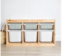 Della Bella Storage & Playroom Gingham Stickers Compatible with IKEA Trofast Boxes Kids Room, Nursery Toy Organisation Peel & Stick (Stickers Only) (Green Gingham, Set- 3X Small Stickers)