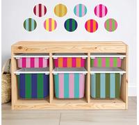 Della Bella Vinyl Storage Stickers Suitable for IKEA Bins, Striped Decals, Kids Room Organisation, Nursery Furniture, Peel and Stick (Yellow, Small Box Sticker)