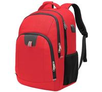 Della Gao Laptop Backpack, Large Computer Rucksack with USB Charging Port and Headphone Hole,Business Backpack for Mens and Women Bag Fit 17 Inch Laptops Notebook, Red