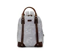 Della Q Backpack, Waxed Canvas and Leather, Grey, One Size