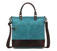 Della Q Canvas Tote - Water-Resistant Tote for Knitting or Crocheting Projects, Teal, 38cm x 34cm x 12cm - 1 Piece