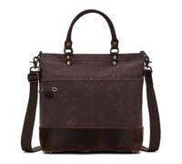 Della Q Canvas Water-Resistant Tote for Knitting or Crocheting Projects, Leather, Cocoa, 38cm x 34cm x 12cm