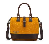 Della Q Makers Satchel Canvas Handmade Bag for Knitting or Crocheting Projects, Leather, Mustard, 34cm x 30cm x 18cm