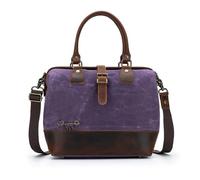 Della Q Makers Satchel Canvas Handmade Bag for Knitting or Crocheting Projects, Leather, Purple, 34cm x 30cm x 18cm