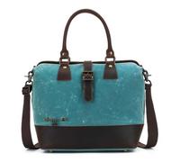 Della Q Makers Satchel Canvas Handmade Bag for Knitting or Crocheting Projects, Leather, Teal, 34cm x 30cm x 18cm