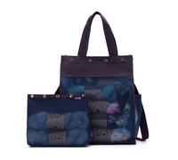 Della Q Makers Tall Mesh Tote Handbag-Adjustable Shoulder Strap, for All Yarn and Projects, Canvas, Purple, 35cm x 27cm x 15cm