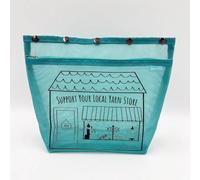 Della Q Standing LYS Oh Snap Project Bags - for Colour Work Projects, Mesh Fabric, Teal, 28 x 23 x 7.5cm - 1 Piece