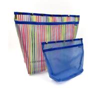 Della Q Standing Oh Snap Project Bags - for Colour Work Projects, Mesh Fabric, Rainbow-Blue, Large and X-Large - 2 Pieces