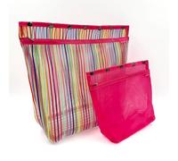 Della Q Standing Oh Snap Project Bags - for Colour Work Projects, Mesh Fabric, Rainbow-Pink, Large and X-Large - 2 Pieces