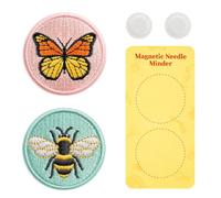 DELLAN 2-Pack Magnetic Needle Minder - Cute Bee & Butterfly Needle Holder for Cross Stitch, Whimsical Embroidery Magnet Needle Keeper, Craft Sewing Supplies Gift for Stitchers & Crafters