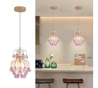 Dellemade Elegant Mini Chandelier,Flush Mount Crystal Pendant Light,Purple