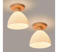 Dellemade Pack of 2 Chandelier, Flush Mount Ceiling Light, Elegant White Light Fixture, 1 Light Lighting Fixture for Bedroom,Dining Room,Kitchen, Hallway