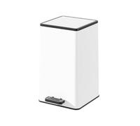 Delletir 14L Pedal Bin, Hands-Free Waste Bin with Soft Close Lid, Compact Bathroom Kitchen Bin with Odour Control, White