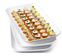 Delling Large Serving Platter Set - 14 inch White Rectangular Serving Plates/Salad Plates - Big Serving Trays for Parties Meat, Sushi, Dinner Plate Oven Safe Dinnerware Set of 3
