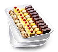 Delling Large Serving Platter Set - 16in White Rectangular Serving/Salad Plates - Big Serving Trays for Parties Meat, Sushi, Dinner Plate Oven Safe Dinnerware Set of 3