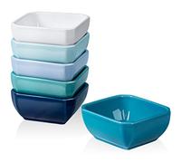 Delling Square Porcelain Ramekins - Set of 6 Colorful, Oven Safe for Creme Brulee & Souffle