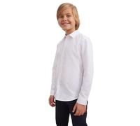 DELLMOOR Boys Plain White School Shirts, Boys Regular Fit Cotton Long Sleeve Shirt for Kids, Comfortable White School Uniform for Boy, Ages 7-13 Years (UK, Age, 8 Years, Regular, White)