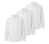 DELLMOOR Boys Plain White School Shirts, Boys Regular Fit Cotton Long Sleeve Shirt for Kids, Comfortable White School Uniform for Boy, Ages 7-13 Years (UK, Age, 9 Years, Regular, White 3 Pack)