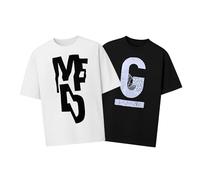 DELLMOOR Men’s Letter Printed T-Shirts Pack of 2 - Lightweight 100% Cotton Crew Neck Short Sleeve Graphic Design Tshirt (UK, Alpha, XL, Plus, Tall, Assorted Mix Black White)