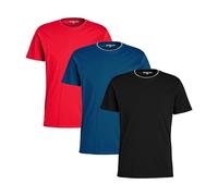 DELLMOOR Men’s Plain T-Shirts Pack of 3, True Classic 100% Cotton Short Sleeve Crew Neck Solid Tee Running Gym UK Clothing Sports Tee, Sizes S-3XL (UK, Alpha, M, Regular, Regular, Black/Navy/Red)