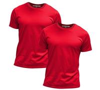 DELLMOOR Men’s Solid T-Shirts Pack of 2, 100% Cotton Crew Neck Plain Tshirts for Mens, Twin Pack Activewear Short Sleeve Regular Fit Casual Tops. (UK, Alpha, M, Regular, Regular, Red)