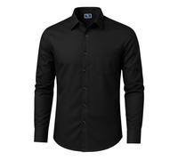 DELLMOOR Men's Regular Fit Dress Shirt - Long Sleeve Button Down with Cutaway Collar, Lightweight & Breathable Fabric, Business Casual Shirt with Pocket (UK, Alpha, L, Regular, Regular, Black)