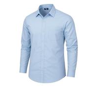 DELLMOOR Men's Regular Fit Dress Shirt - Long Sleeve Button Down with Cutaway Collar, Lightweight & Breathable Fabric, Business Casual Shirt with Pocket (UK, Alpha, M, Regular, Regular, Sky Blue)
